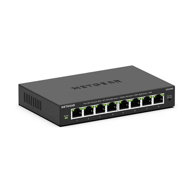 NETGEAR GS308E Managed L2 L3 Gigabit Ethernet  10 100 1000  Schwarz Switches