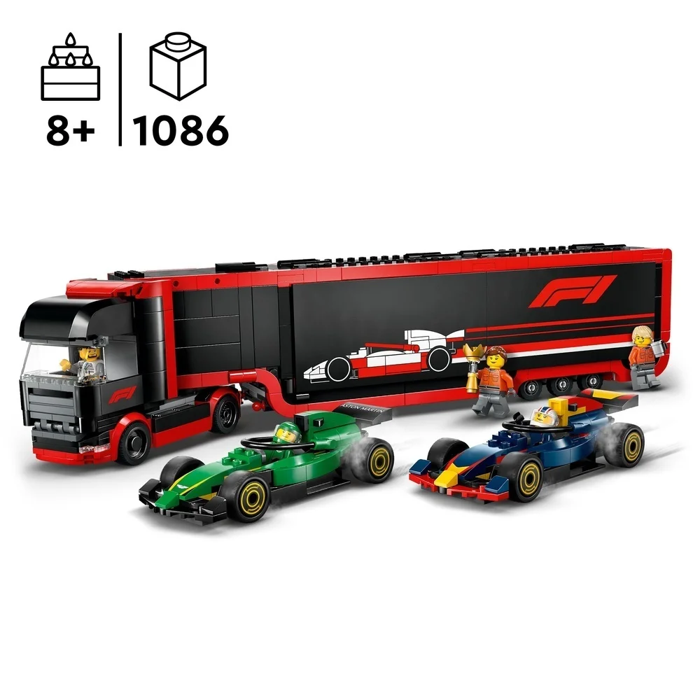 LEGO City   F1 Transporter mit RB20   AMR24 Rennautos Spielwaren