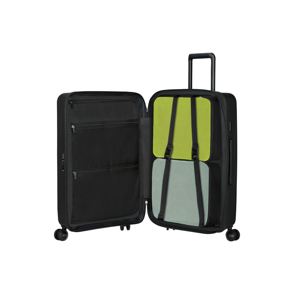 SAMSONITE 4 Rollen Trolley RESTACKD mit Packwuerfel M M  68 cm  black Taschen & Rucksaecke