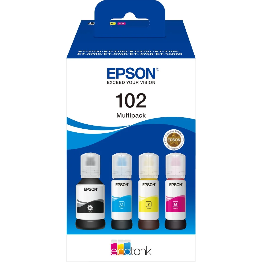 Epson Tinte 102 EcoTank C13T03R640 4er Multipack  BKMCY  bis zu 6 000 Seiten Drucker & Scanner