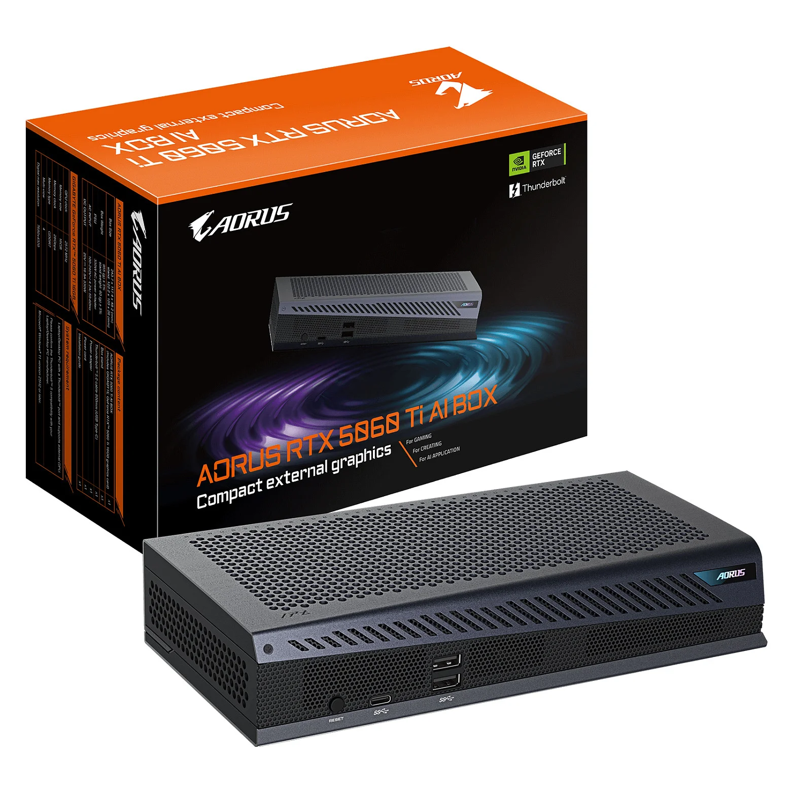 GIGABYTE AORUS RTX 5060 Ti AI BOX Grafikkarte   16GB GDDR7  128bit  PCI E 5 0  2572MHz Kerntakt  3 x DP 2 1  1 x HDMI 2 1  GV N506TIXEB 16GD PC-Komponenten