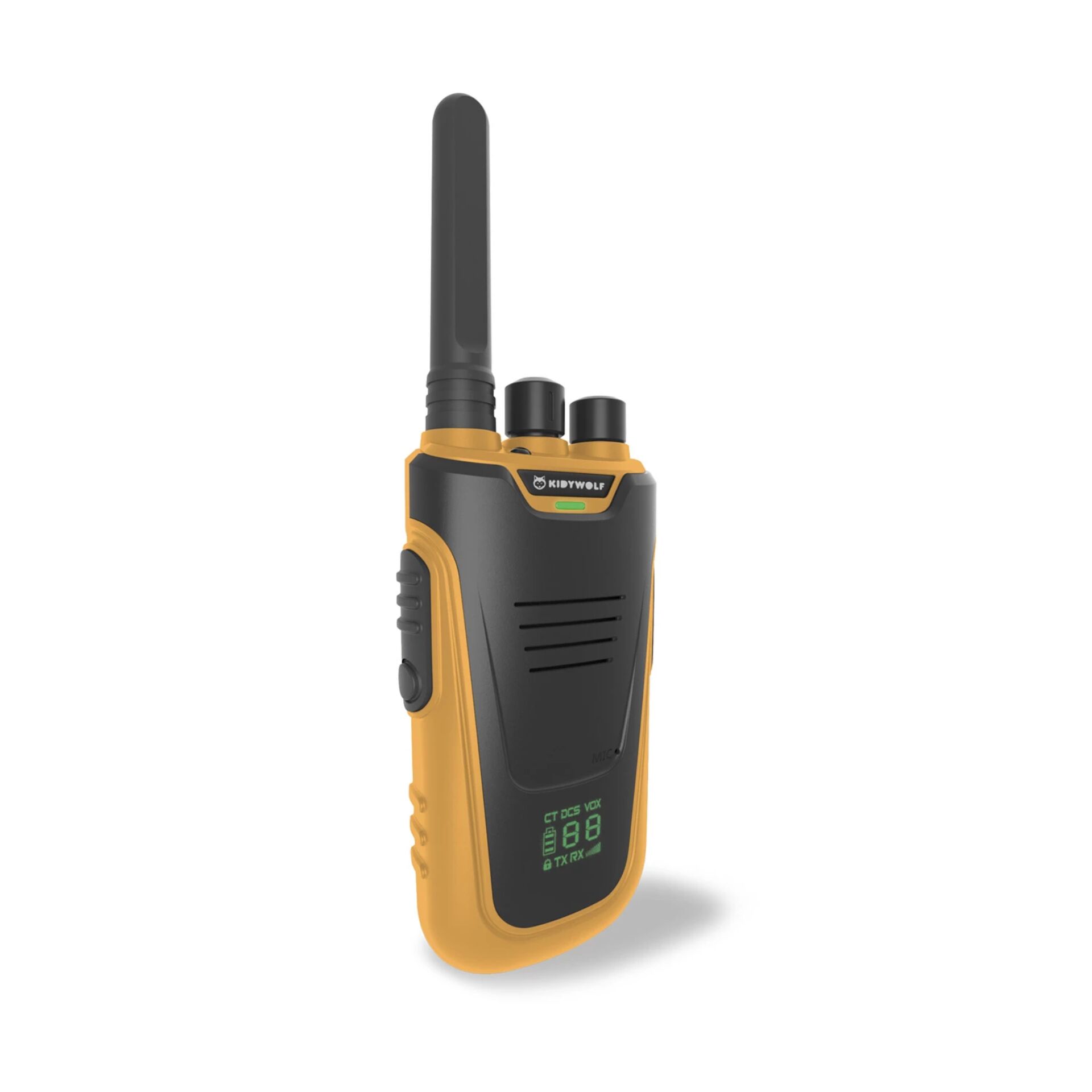 Kidywolf Walkie Talkies mit Taschenlampe gruen orange Akkus Powerbanks & Kabel