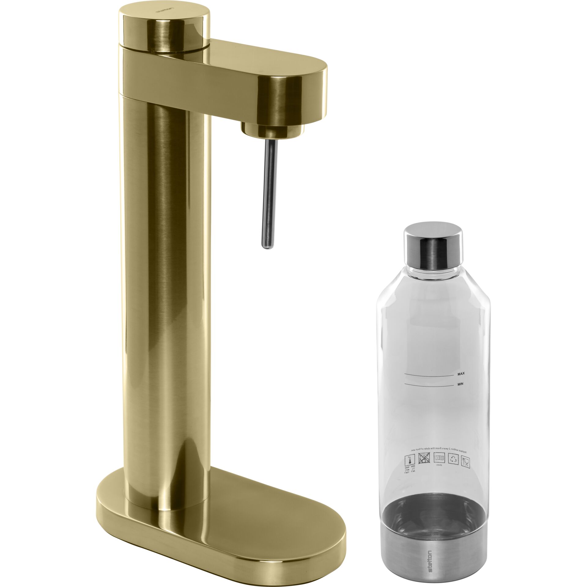 Stelton Brus Carbonator brushed brass Wasseraufbereitung