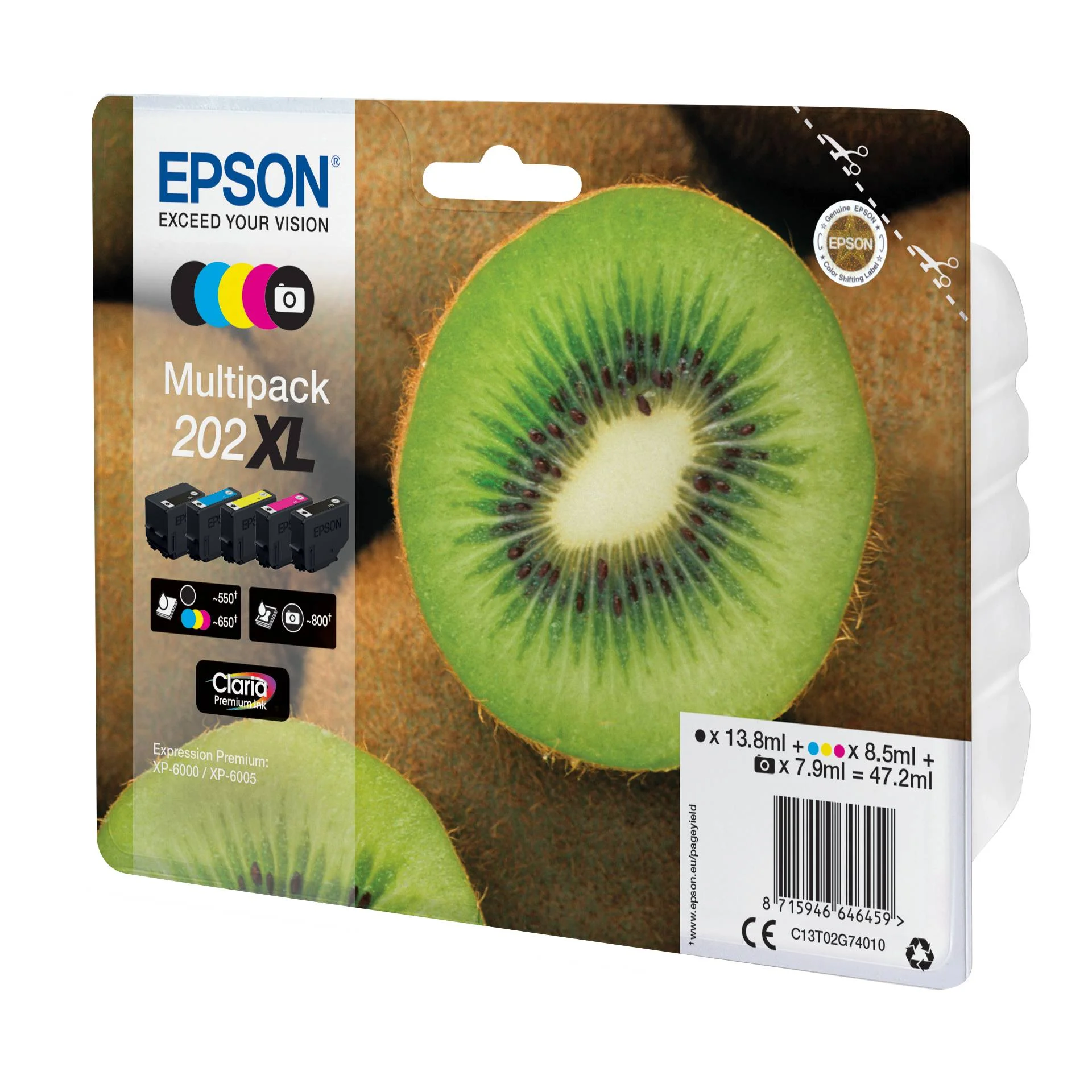 Epson Kiwi Multipack 5 colours 202XL Claria Premium Ink Drucker & Scanner