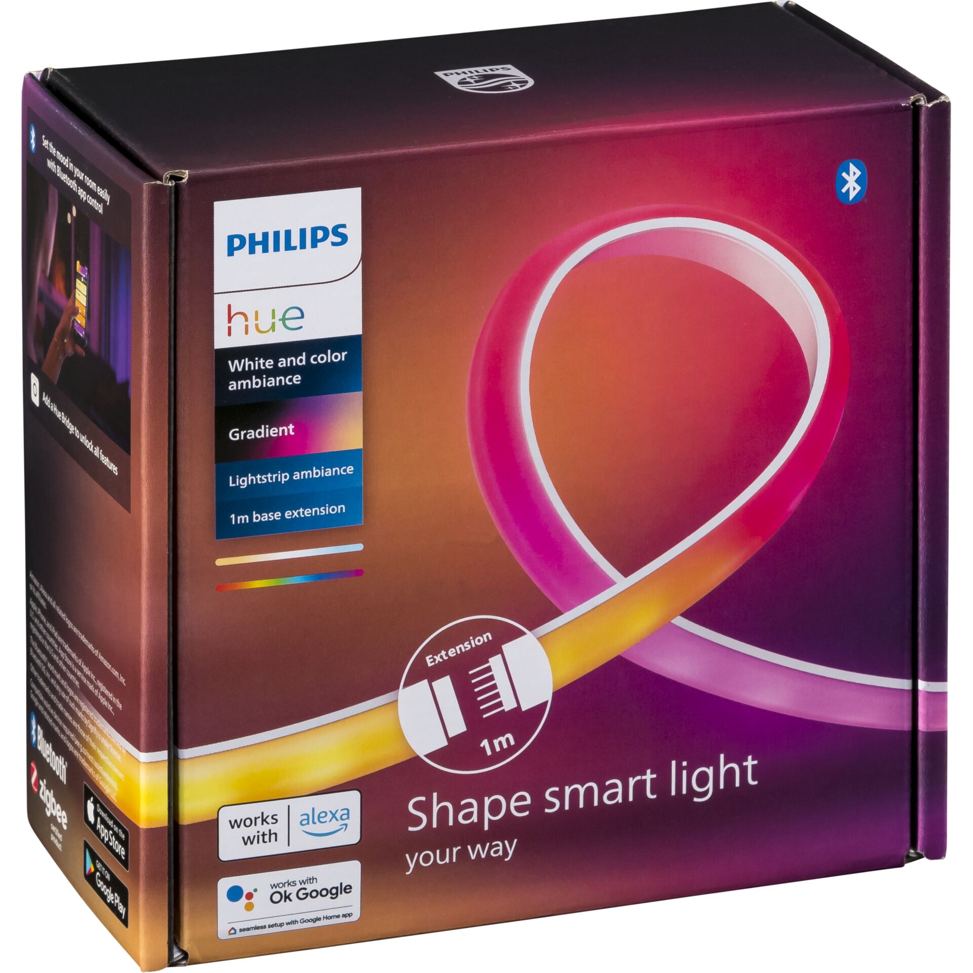 Philips Hue White and Color ambiance Hue Gradient Lightstrip Verlaengerung  1 Meter Beleuchtung