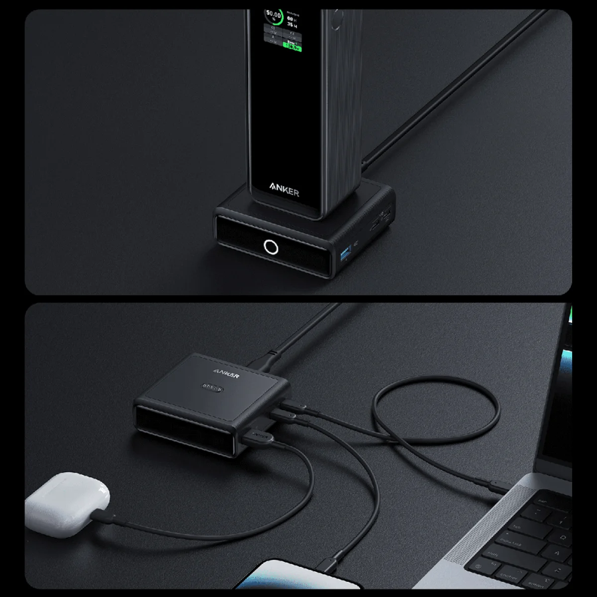 Anker Charging base 4 in 1 100W f  Prime PowerBank 1 x USB A 2 x USB C 1 x Ladepad black Akkus Powerbanks & Kabel