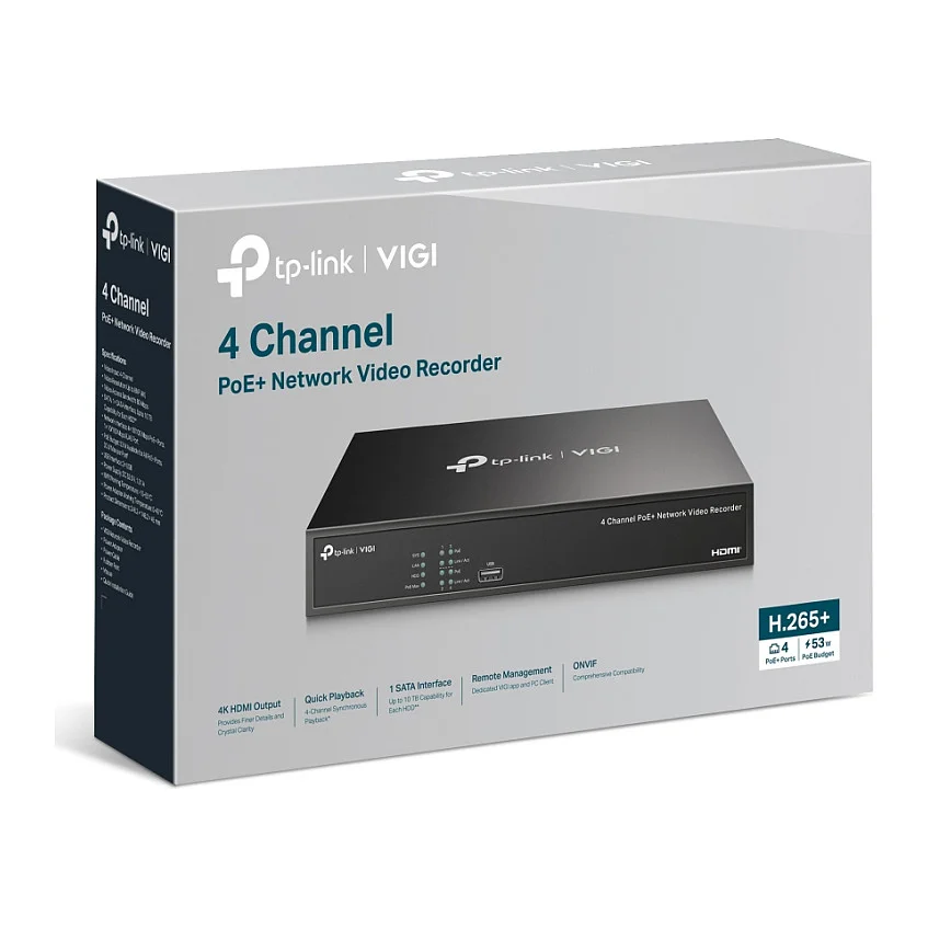 TP Link VIGI NVR1004H 4P 2TB Schwarz Ueberwachungskameras