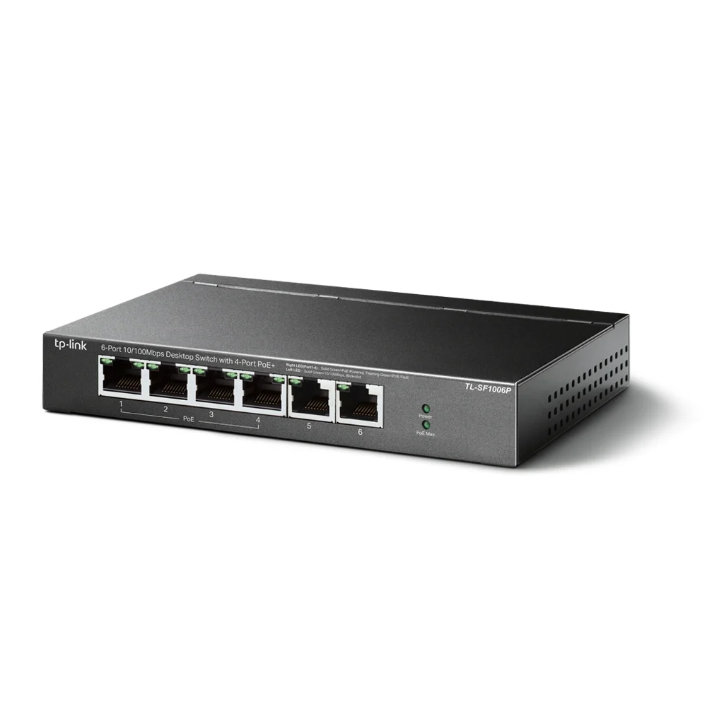 TP Link 6 Port 10 100Mbit s Desktop Switch mit 4 Port PoE  Switches Netzwerk