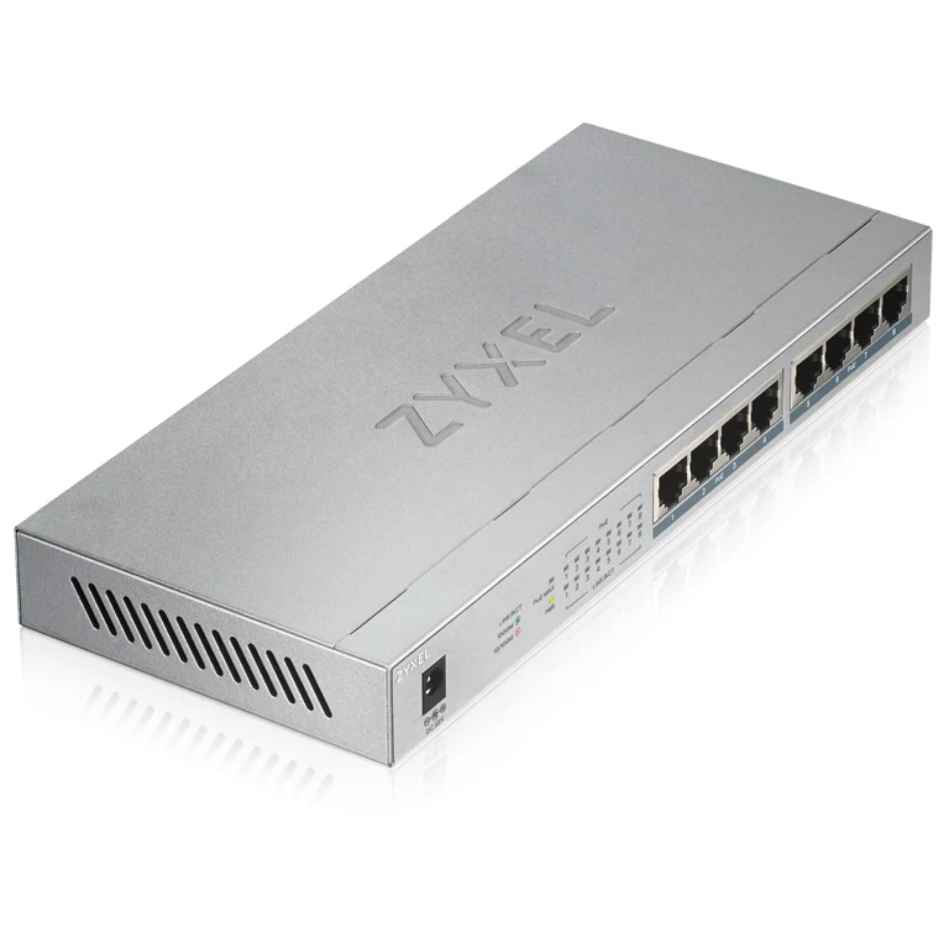 Zyxel GS1008HP Unmanaged Gigabit Ethernet  10 100 1000  Power over Ethernet  PoE  Grau Switches