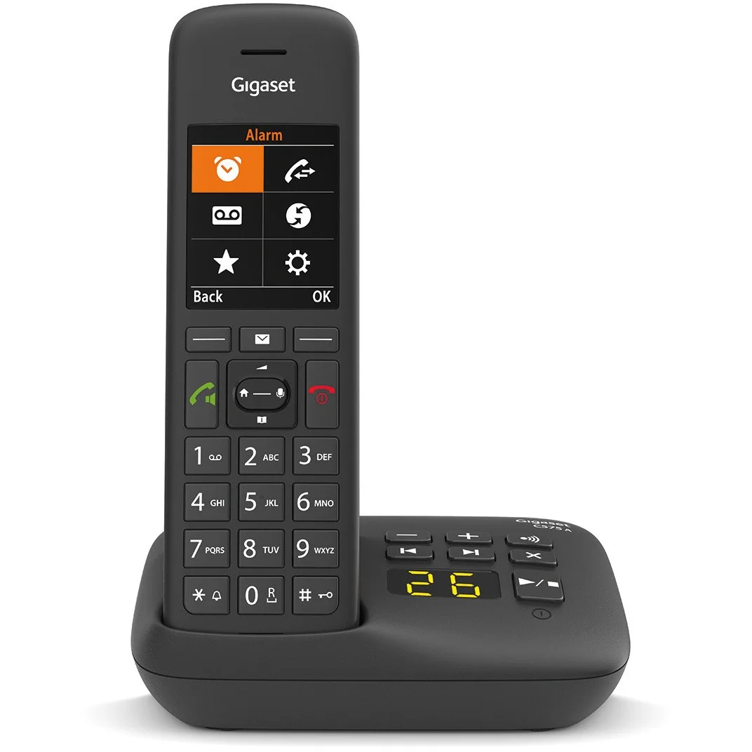 Gigaset C575A Schnurloses DECT Telefon mit Anrufbeantworter TFT Farbdisplay Freisprechen Adressbuch 200 Eintraege Schwarz