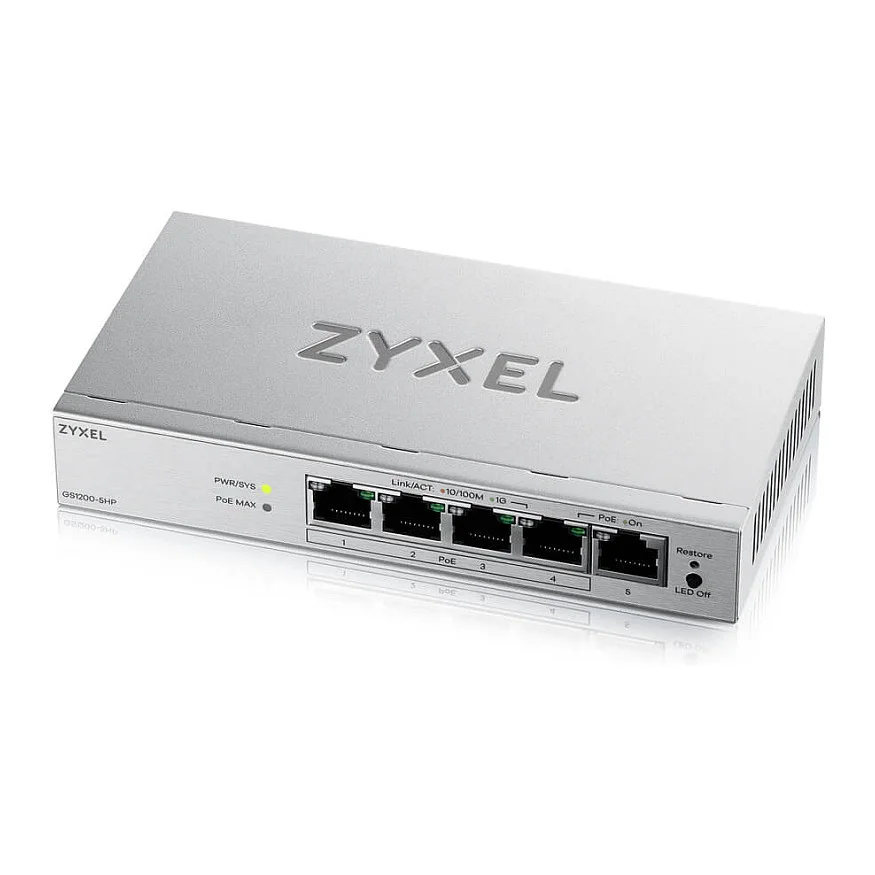 Zyxel GS1200 5HPV3 Managed L2 Gigabit Ethernet  10 100 1000  Power over Ethernet  PoE  Desktop Grau Switches
