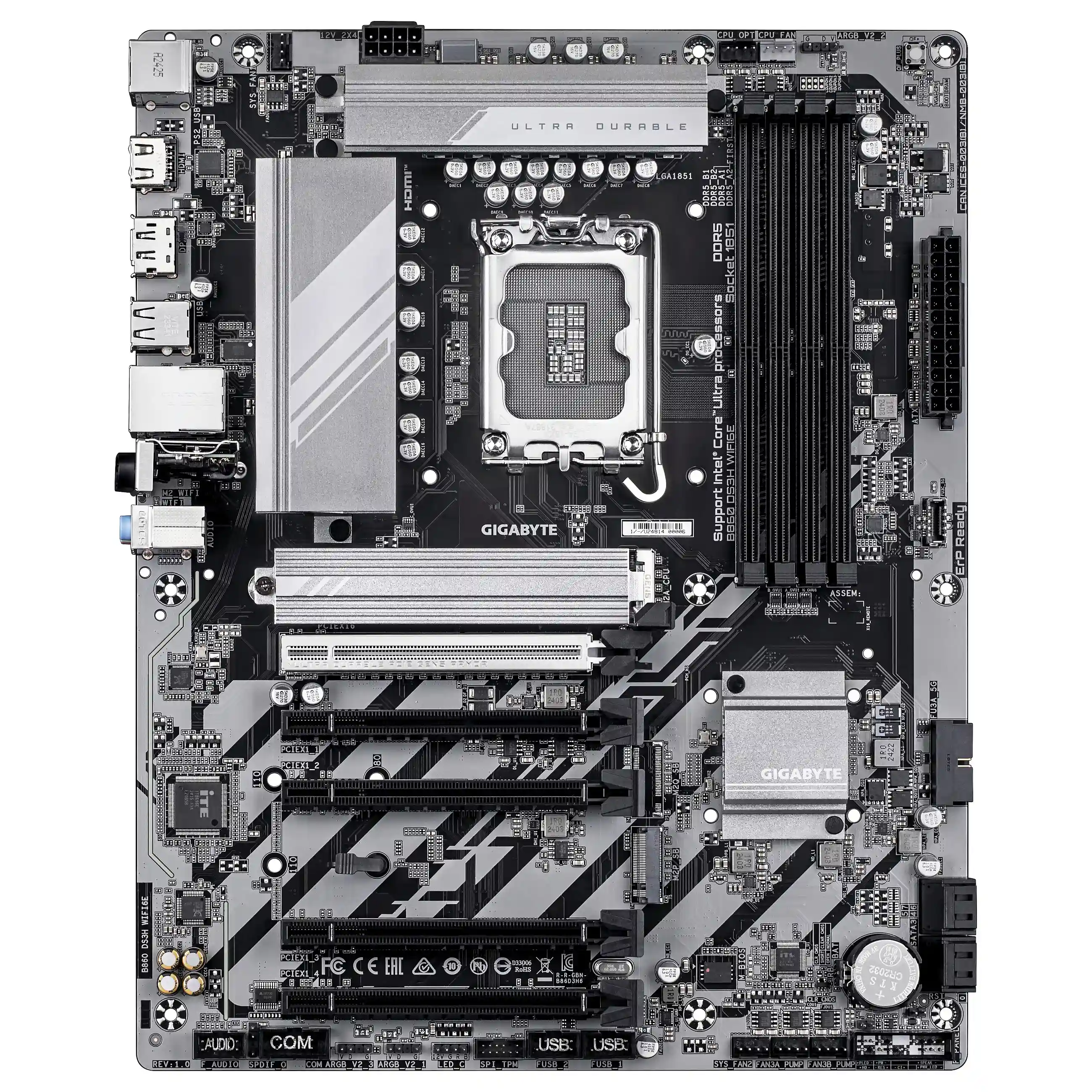 GIGABYTE B860 DS3H WIFI6E Mainboard   Intel Core Ultra CPUs  8 1 2 2 Phasen VRM  bis zu 9066MHz DDR5  1xPCIe 5 0   1xPCIe 4 0 M 2  2 5 GbE LAN  WIFI 6E  USB 3 2 Gen 2x2 PC-Zubehoer