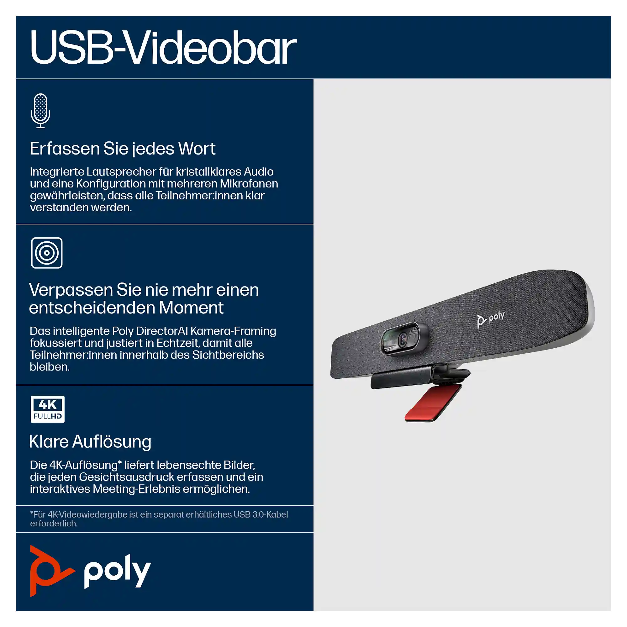 HP Poly Studio R30 USB Videoleiste PC-Zubehoer