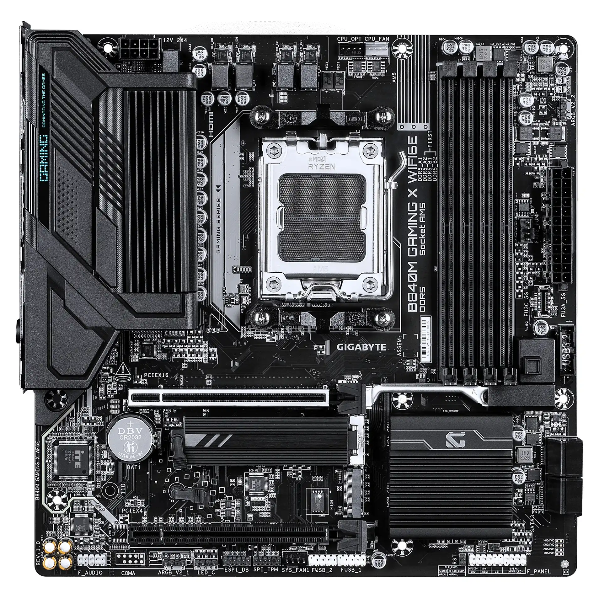GIGABYTE B840M GAMING X WIFI6E Mainboard   AMD Ryzen 9000 CPUs  8 2 2 Phasen VRM  bis zu 8200 MHz DDR5  O C    2  PCIe 4 0 M 2  Wi Fi 6E  2 5 GbE LAN  USB 3 2 Gen 1 PC-Komponenten