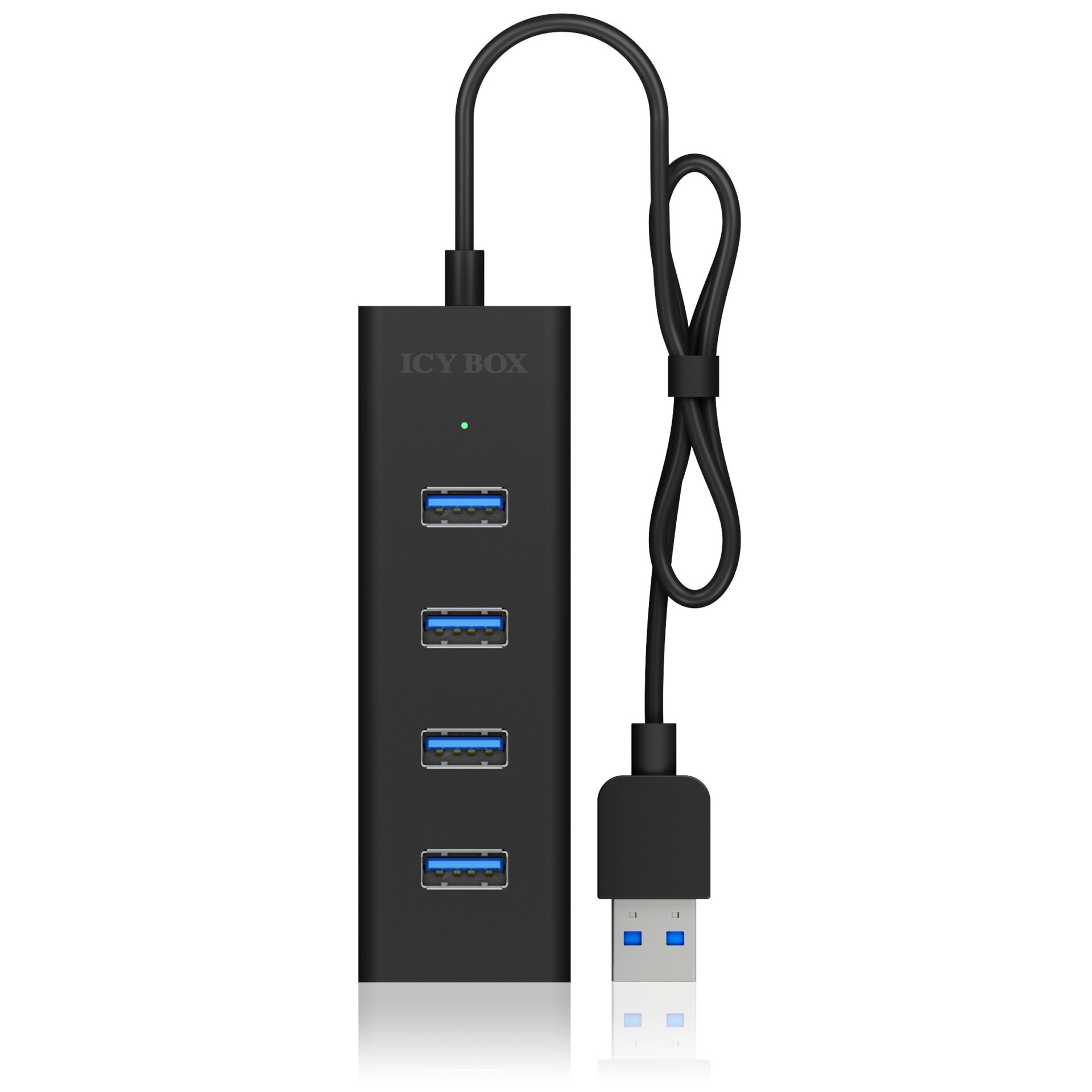 ICY BOX IB HUB1409 U3  Type A zu USB 3 2 Gen 1 to 4 Port Type A Hub  Aluminium  black PC-Zubehoer