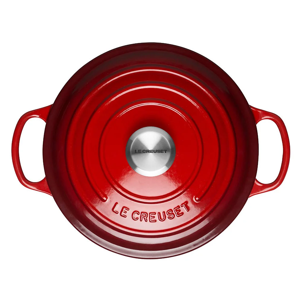 Le Creuset Signature Braeter rund 26 cm kirschrot Kuechenkleingeraete