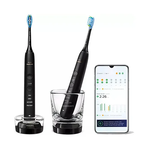 Philips Sonicare DiamondClean 9000 series DiamondClean 9000 HX9914 54 2x Elektrische Schallzahnbuersten   Schwarz Küchenkleingeräte