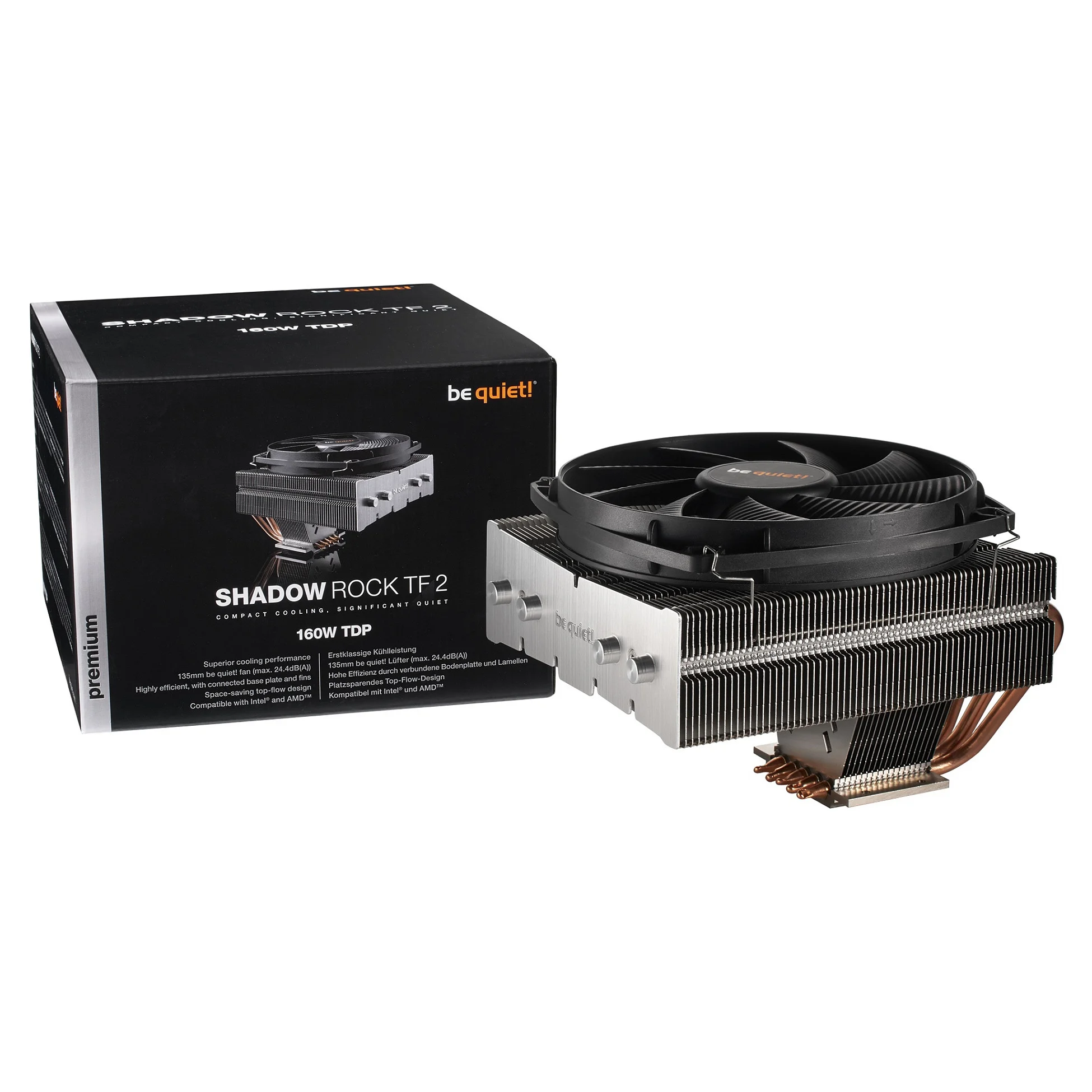 be quiet  Shadow Rock TF 2 Prozessor K hler 13 5 cm Schwarz  Kupfer  Silber PC-Komponenten