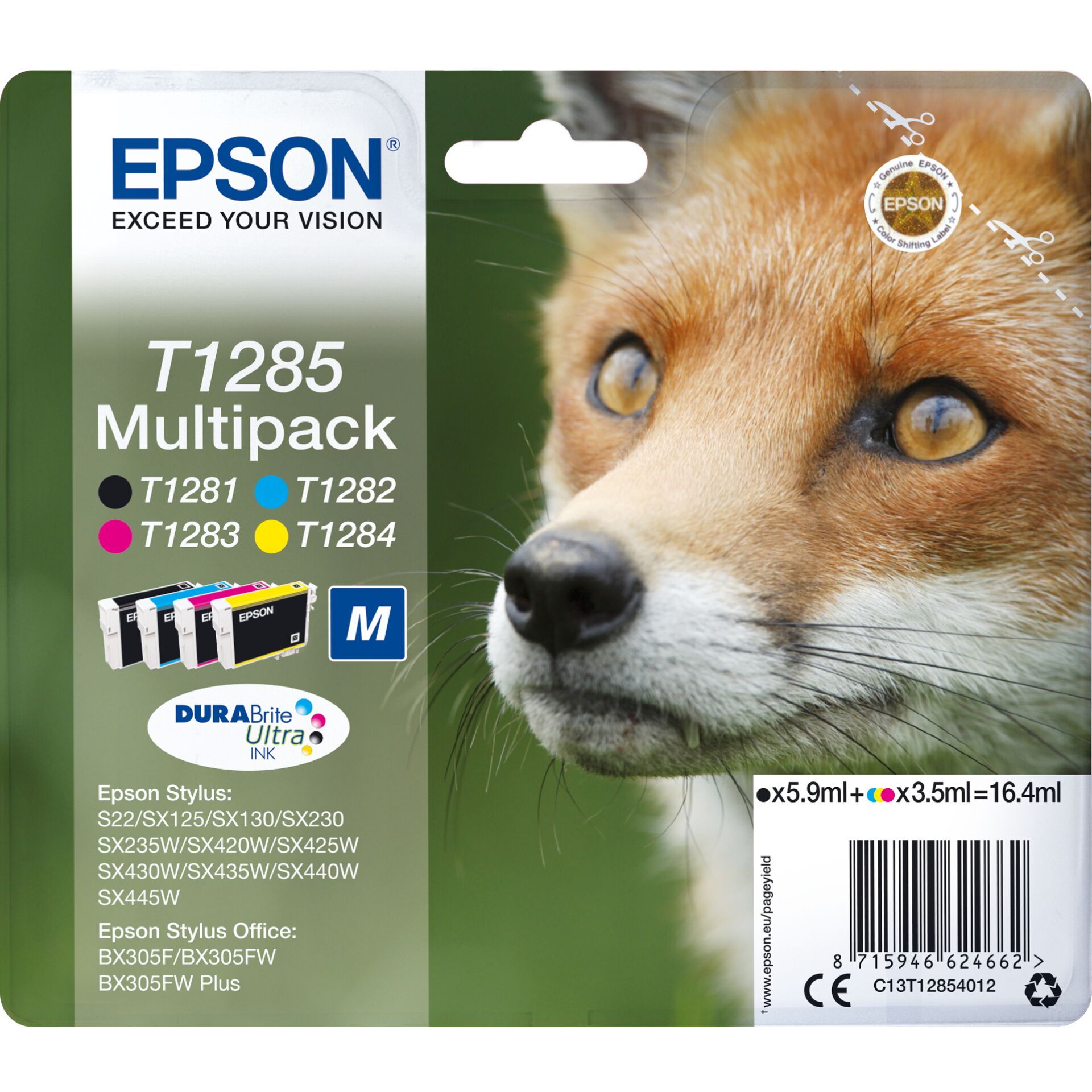 Epson Fox Multipack 4 Farben T1285  DURABrite Ultra Ink Drucker & Scanner