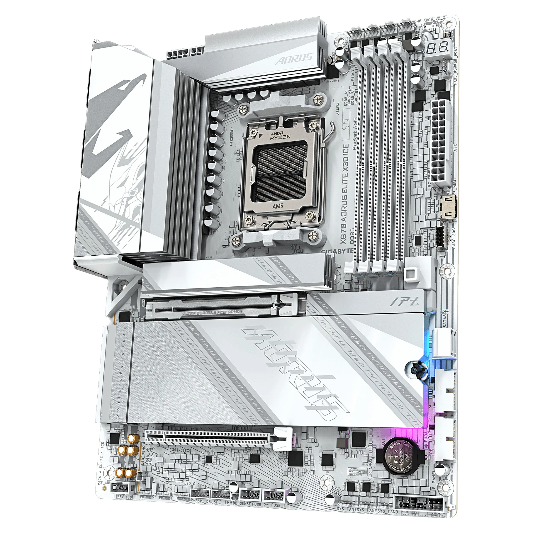 GIGABYTE X870 AORUS ELITE X3D ICE Mainboard   Unterstuetzt AMD Ryzen 9000 Prozessoren  16 2 2 Phasen Digital VRM  bis zu 9000Hz DDR5  OC   2xPCIe 5 0   2xPCIe 4 0  Wi Fi 7  2 5GbE LAN  USB 4 PC-Komponenten