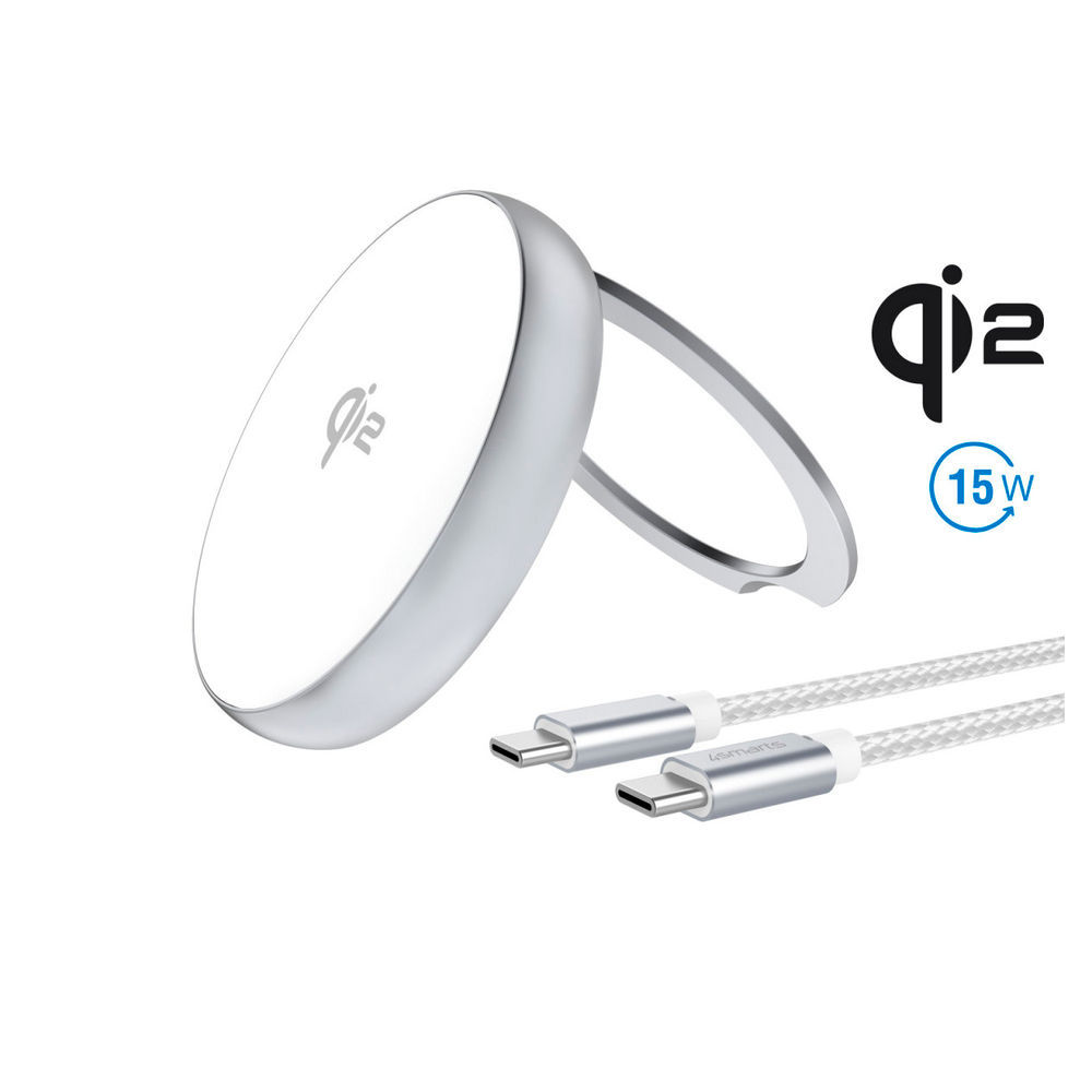 4SMARTS Qi2 Charger Kickstand  silber weiss Akkus Powerbanks & Kabel