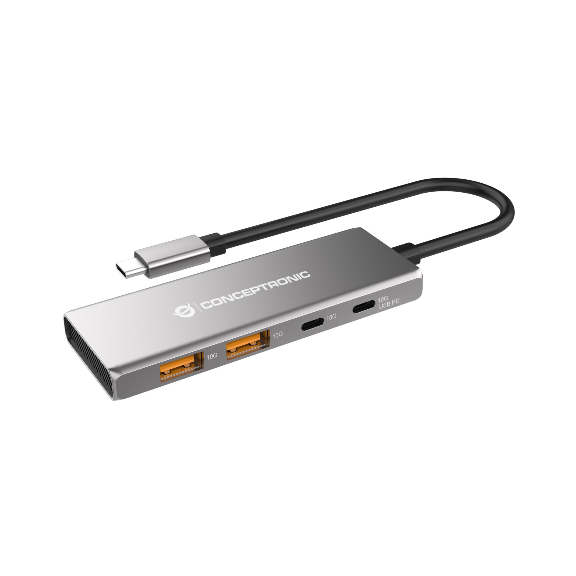 Conceptronic HUBBIES15G Schnittstellen Hub USB 3 2 Gen 2  3 1 Gen 2  Type C 10000 Mbit s Grau Akkus Powerbanks & Kabel