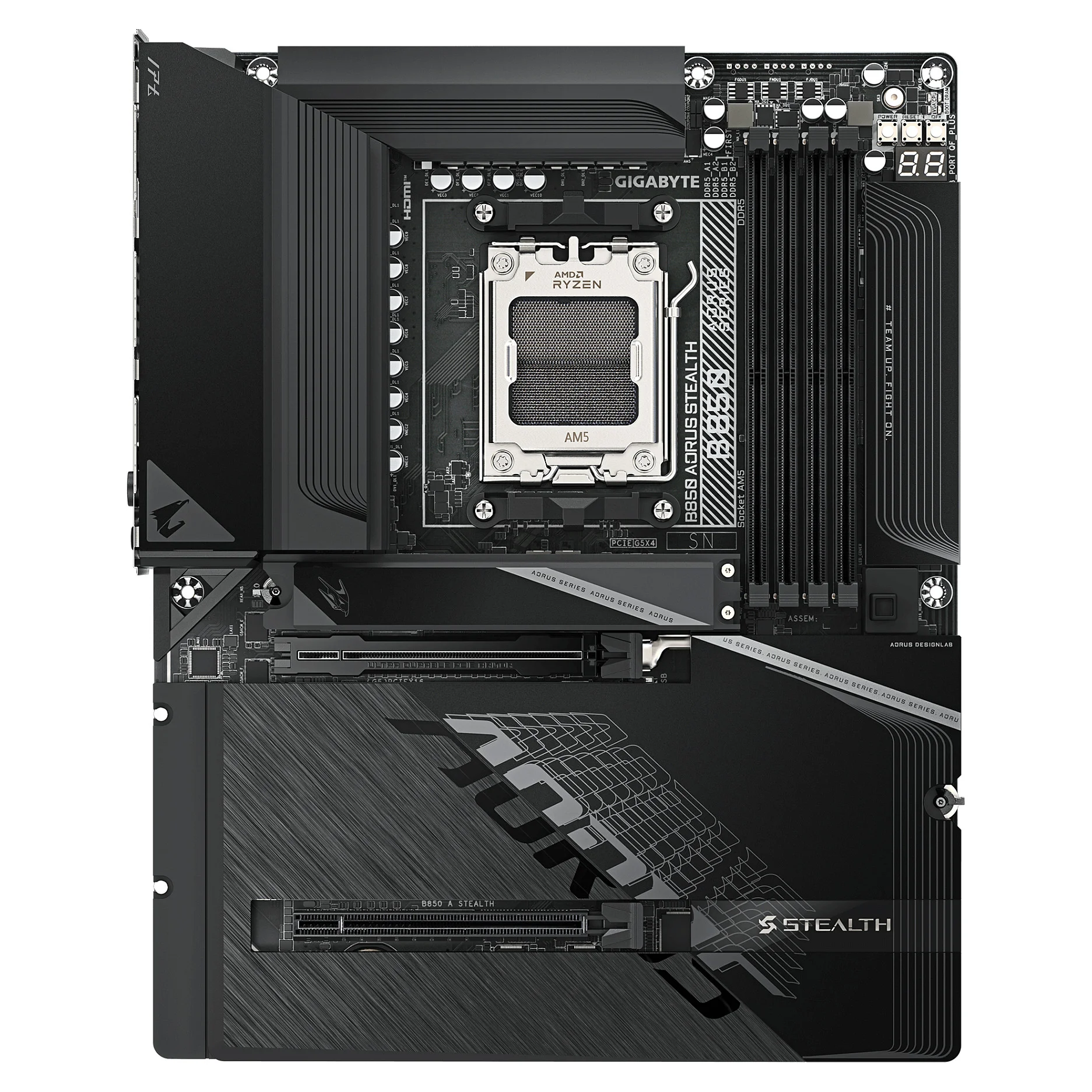 GIGABYTE B850 AORUS STEALTH Mainboard   AMD Ryzen 9000 Series CPUs  digitales 14 2 2 Phasen VRM  bis zu 8200 MHz DDR5  O C    2  PCIe 5 0 M 2   2  PCIe 4 0 M 2  Wi Fi 7  5 GbE LAN  USB 3 2 Gen 2 PC-Komponenten