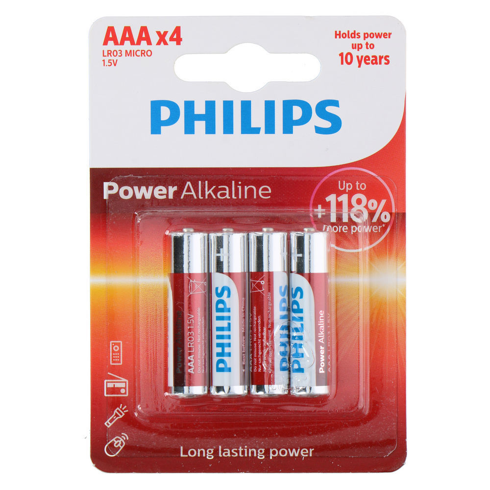Philips Power Alkaline LR03P4B 05 Haushaltsbatterie Einwegbatterie AAA Alkali Home Office