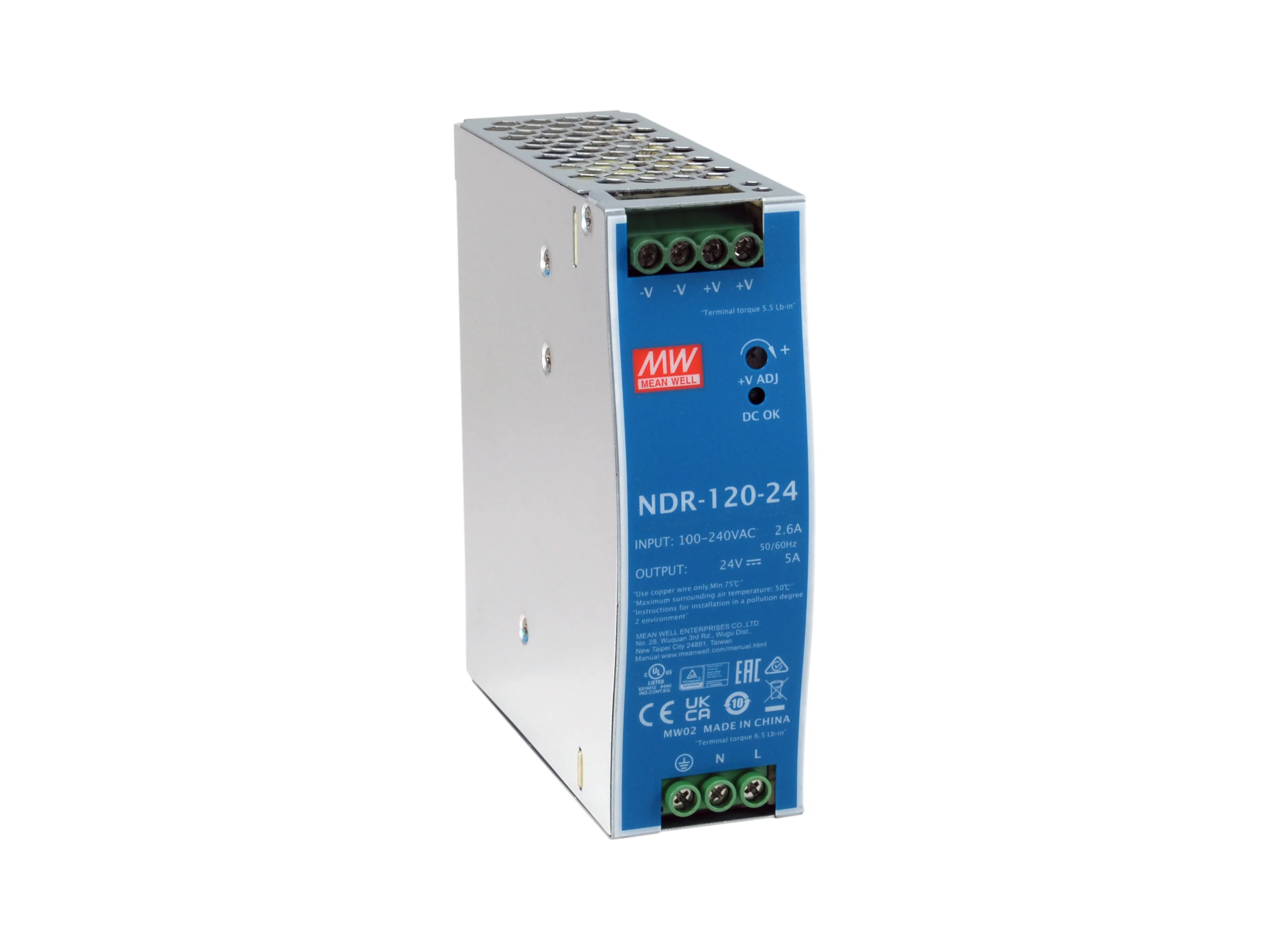 LevelOne 24V DC Industrie Netzteil 120W DIN Schiene  20 C bis  70 C Netzteile