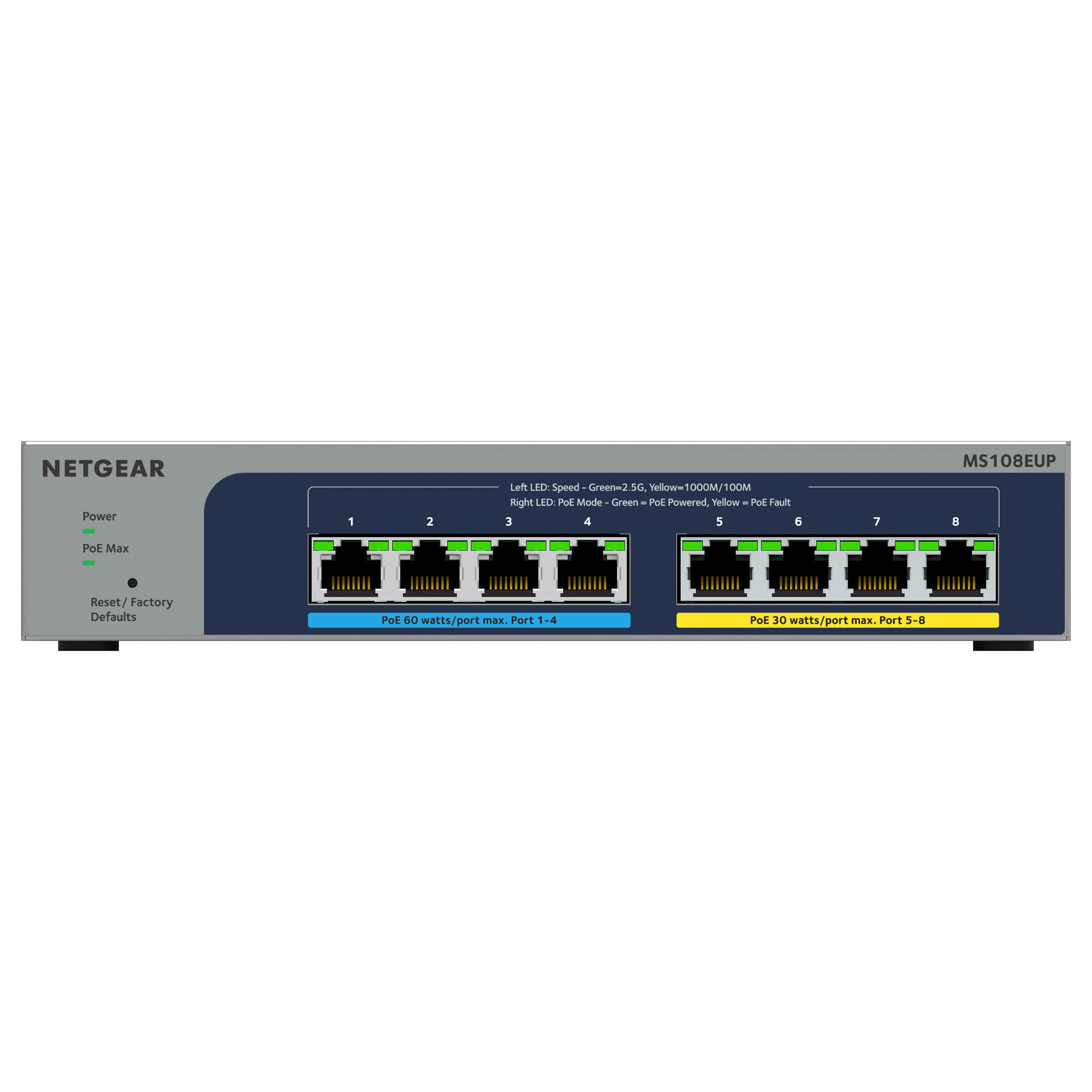 NETGEAR 8 port Ultra60 PoE   Multi Gigabit  2 5G  Ethernet Plus Switch Managed L2 L3 2 5G Ethernet  100 1000 2500  Power over Ethernet  PoE  Grau Switches