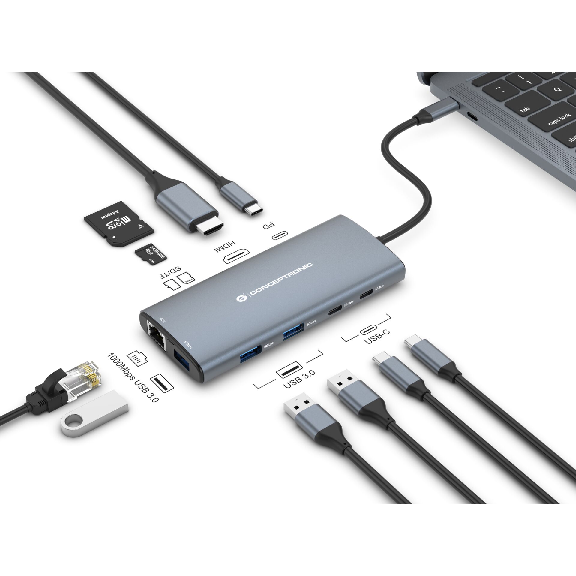 CONCEPTRONIC donn06g 9 in 1 docking station Akkus Powerbanks & Kabel