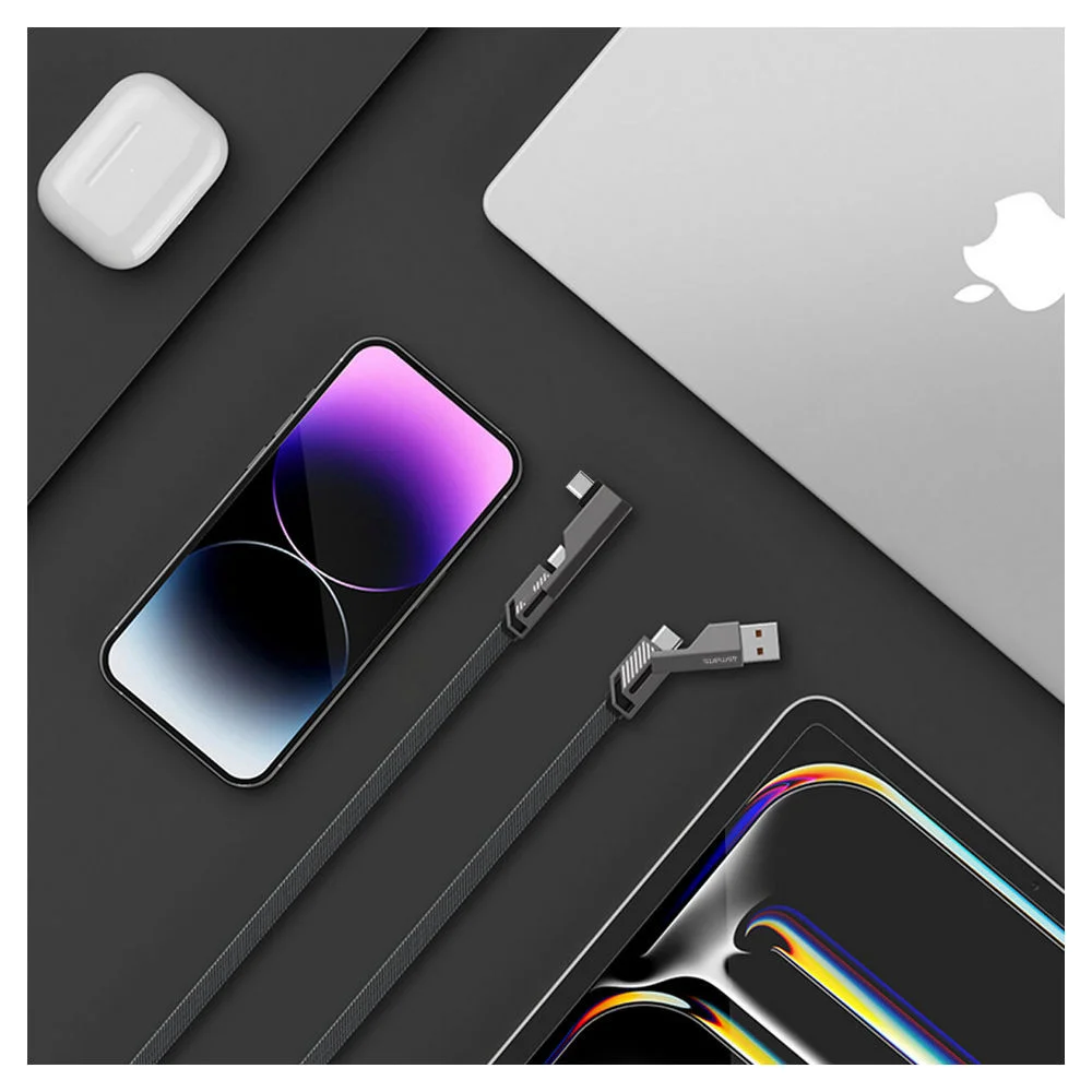 4SMARTS USB C Kabel ComboCord Flat Right Angle 240W  1 5m  graphit PC-Zubehoer