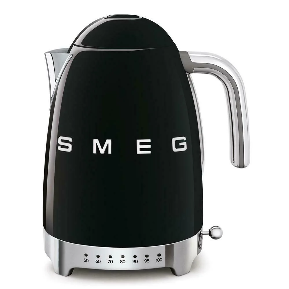 SMEG Wasserkocher 1 7 l mit Temperaturwahl  schwarz Kuechenkleingeraete