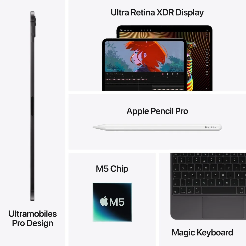 Apple iPad Pro M5 Wi Fi   Cellular 256GB with standard glass   Space Black Notebooks & E-Book Reader