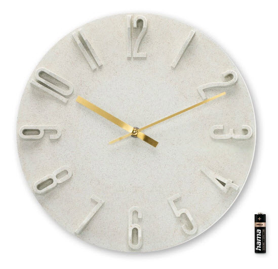 Hama Wanduhr Korfu beige 30cm 3D Ziffern 185880 Uhren