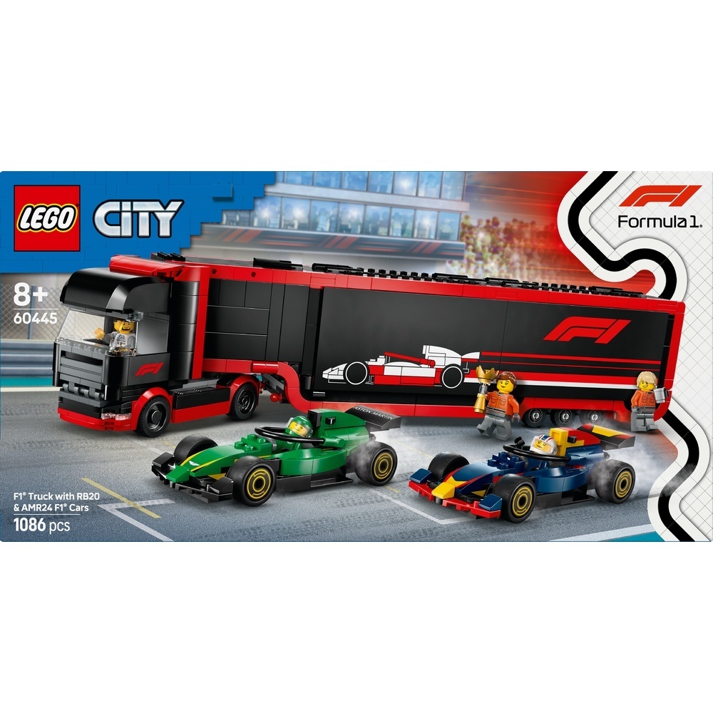 LEGO City   F1 Transporter mit RB20   AMR24 Rennautos Spielwaren