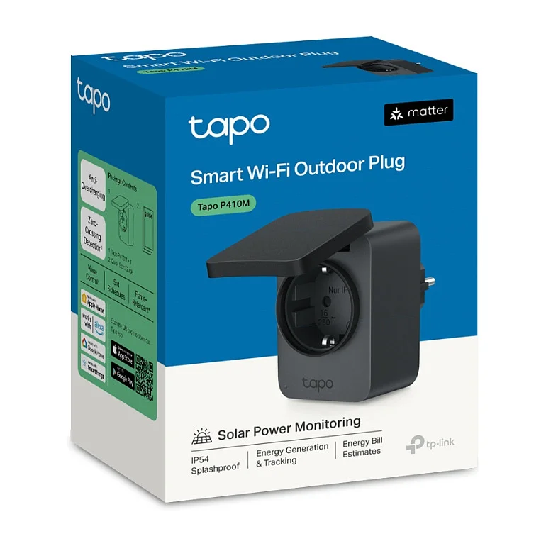 TP Link Tapo P410M Smart Plug 3680 W Haus Schwarz Steckdosen