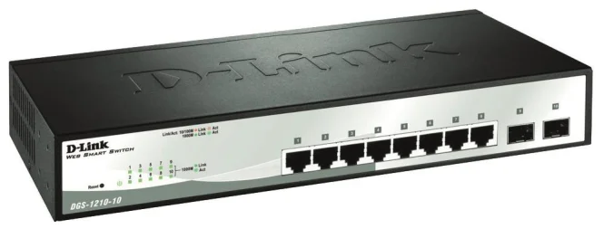 D Link DGS 1210 10 Managed L2 Gigabit Ethernet  10 100 1000  1U Schwarz  Grau Switches