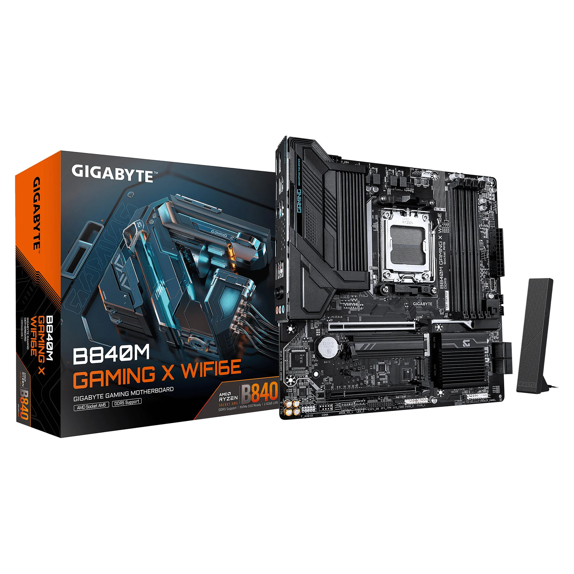 GIGABYTE B840M GAMING X WIFI6E Mainboard   AMD Ryzen 9000 CPUs  8 2 2 Phasen VRM  bis zu 8200 MHz DDR5  O C    2  PCIe 4 0 M 2  Wi Fi 6E  2 5 GbE LAN  USB 3 2 Gen 1 PC-Komponenten