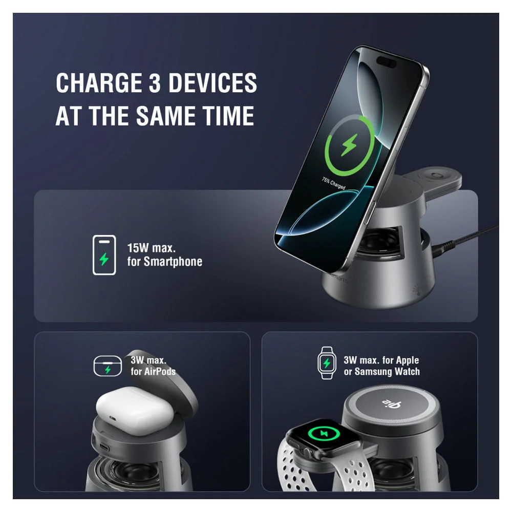 4SMARTS Ladestation Qi2 Aura Sound Mobilfunk