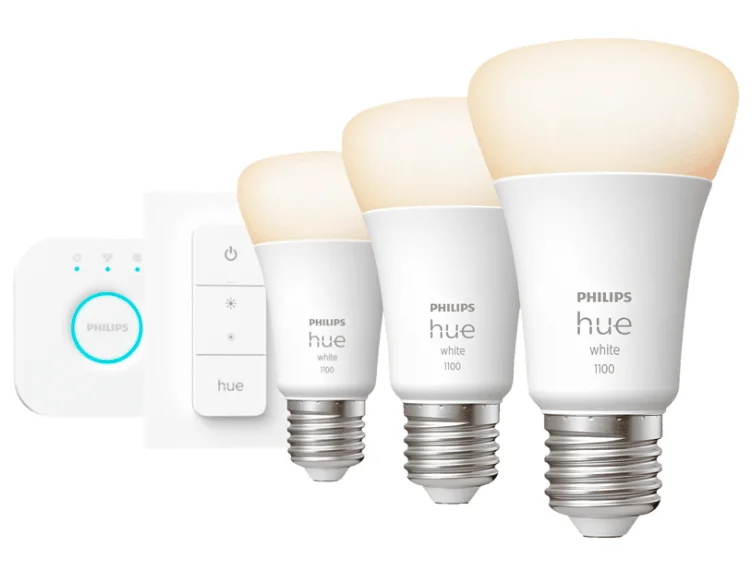 Philips Hue White Starter Set  E27   Lampe A60 Dreierpack   Dimmschalter Leuchtmittel & Lampen