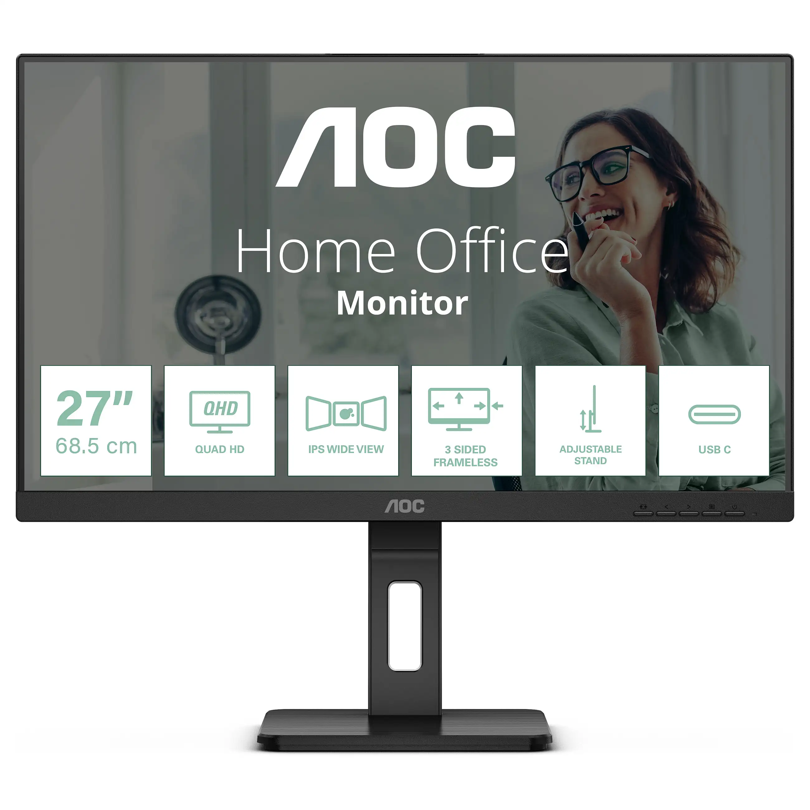 AOC Q27P3CV Computerbildschirm 68 6 cm  27   2560 x 1440 Pixel Quad HD LED Schwarz Monitore