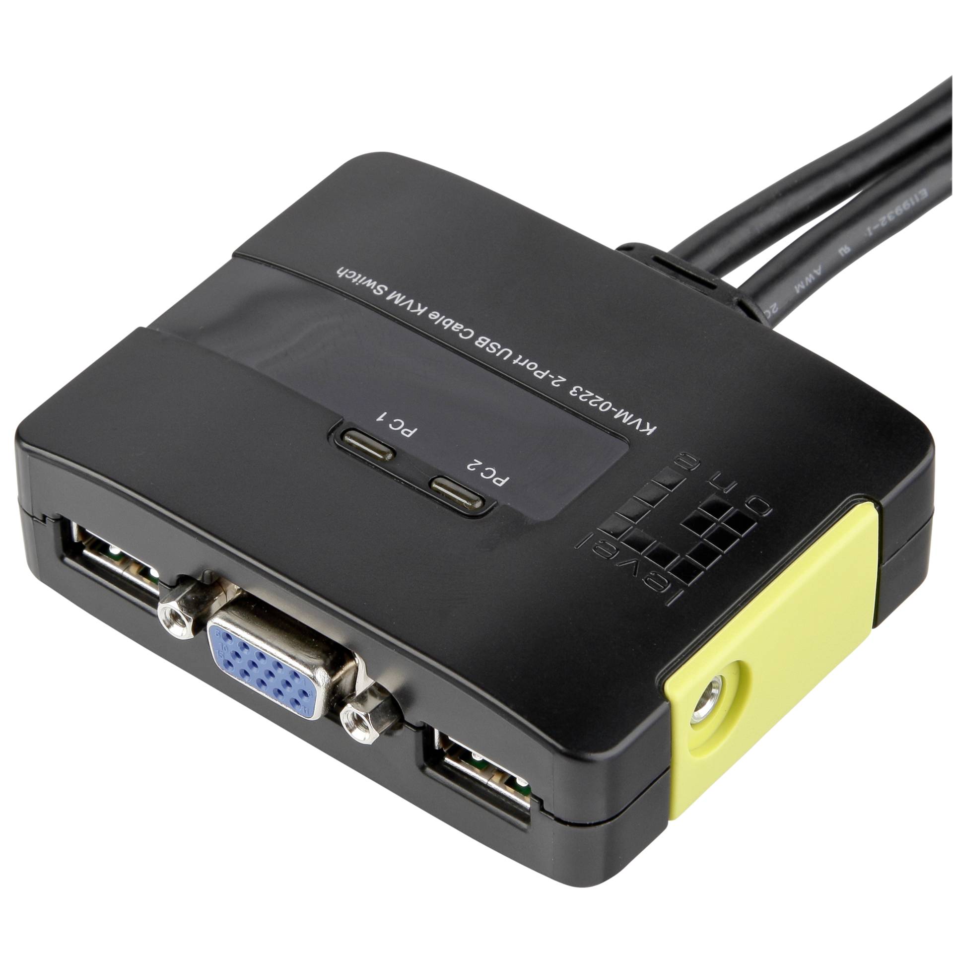 LevelOne 2 Port Kabel KVM Switch  VGA  USB  Audio PC-Zubehoer