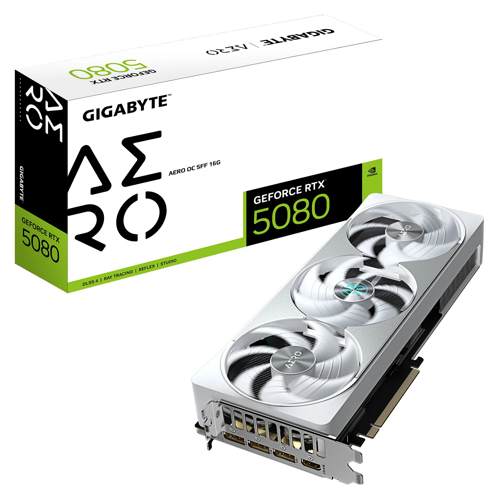 GIGABYTE GeForce RTX 5080 AERO OC SFF 16G Grafikkarte   16 GB GDDR7  256 Bit  PCI E 5 0  2730MHz Core Clock  3 x DisplayPort  1 x HDMI  GV N5080AERO OC 16GD PC-Komponenten