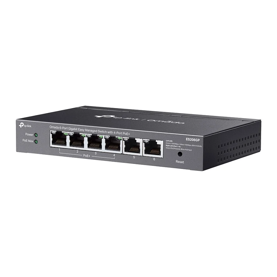 TP Link Omada ES206GP Netzwerk Switch Managed Gigabit Ethernet  10 100 1000  Power over Ethernet  PoE  Schwarz Switches