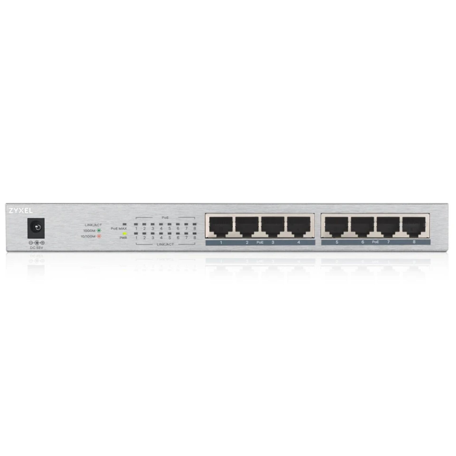 Zyxel GS1008HP Unmanaged Gigabit Ethernet  10 100 1000  Power over Ethernet  PoE  Grau Switches