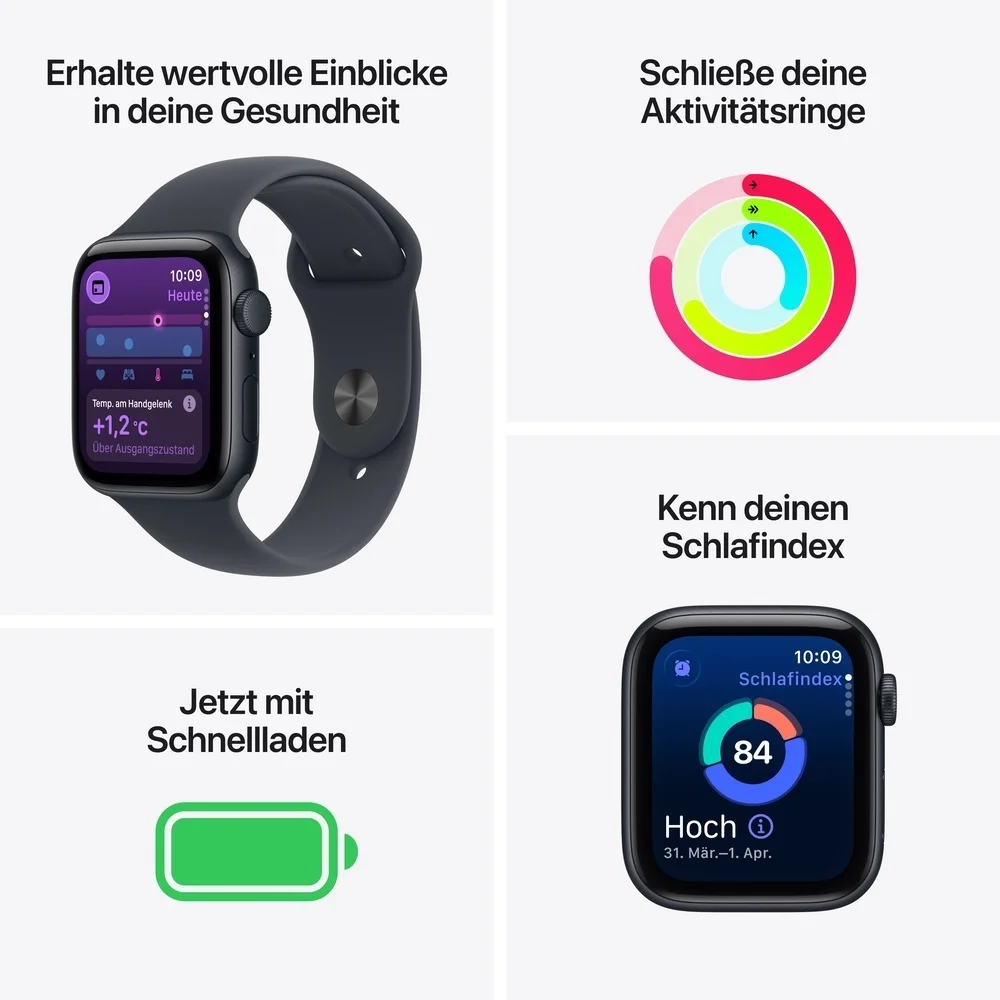 Apple Watch SE 3 Aluminium 44mm Mitternacht  Sportarmband mitternacht  S M Smartwatches & Fitnesstracker