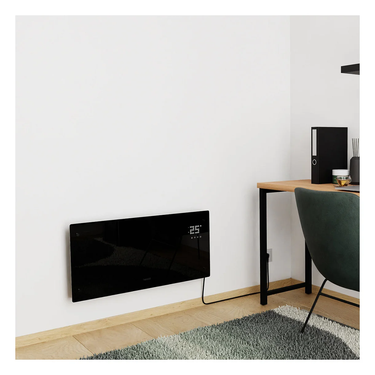 Hombli Glass Konvektor 2000W Schwarz Heizgeraet Raumheizung Klimatisierung