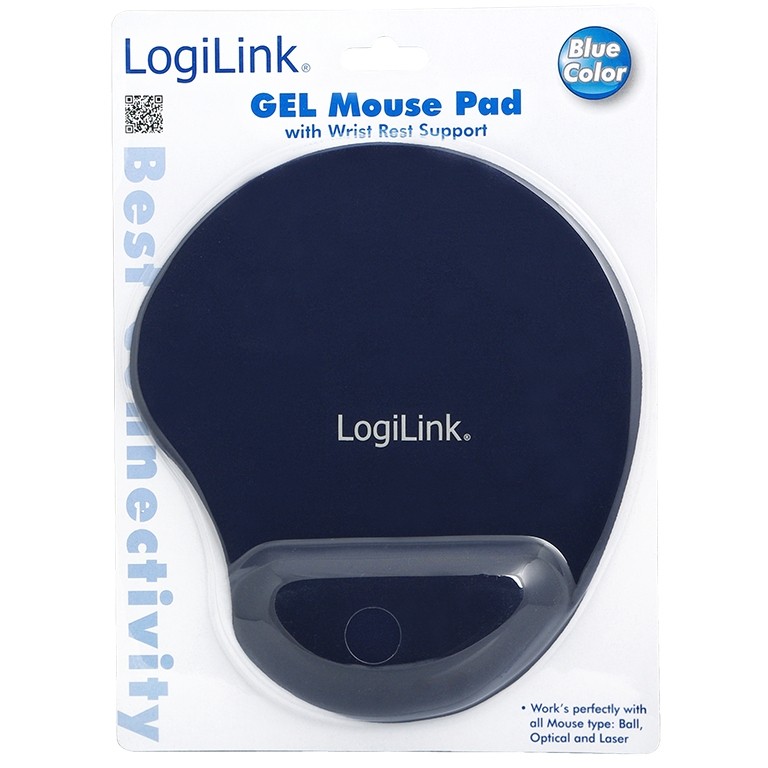 LogiLink Mauspad mit Silikongel Handballenauflage Blau Tastaturen & Maeuse