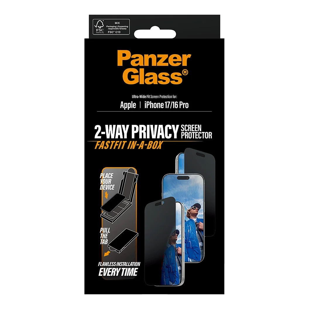 PanzerGlass   Privacy Displayschutz iPhone 17   iPhone 16 Pro   Ultra Wide Fit m  FASTFIT IN A BOX Notebook & Tablet Zubehoer